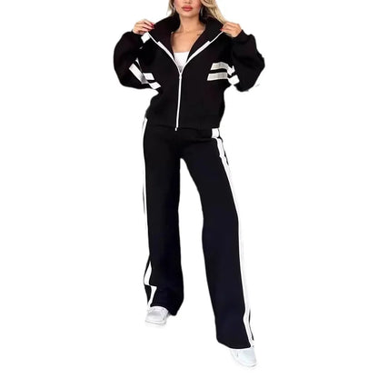 Women Two Piece Set Pants Sets Striped Jacket Matching Sets Y2k Tops Tracksuit Autumn Spring Long Pant Casual Outfit Suits 2025