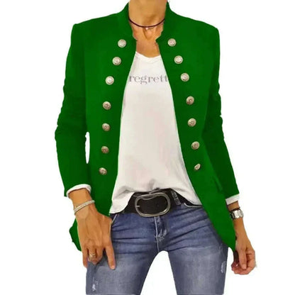 Women's Solid Color Stand Up Collar Cardigan Button Decoration Casual Jacket Autumn/winter 2024 Autumn