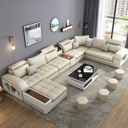 Modern Leather U-shaped Combination Sofa Bed 7-piece Furniture Living Room Fabric Velvet Sofa Home Manufacturer | Kimlud...