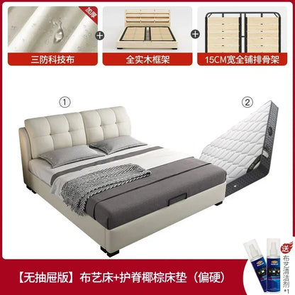 Premium High-quality New Arrival Technology Fabric Bed Small Unit, Master Bedroom, Large Bed, Light Luxury Nordic Fabric Bed