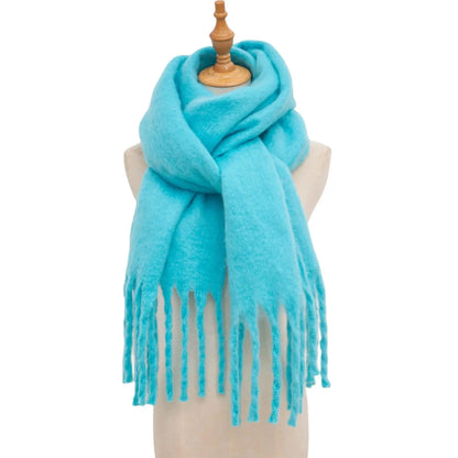 2025 Women Scarf Winter Warm Thick Shawl Wraps Fashion Solid Color Pashmina Scarves Long Tassel Hijab Stoles Bufanda Cashmere - Kimlud