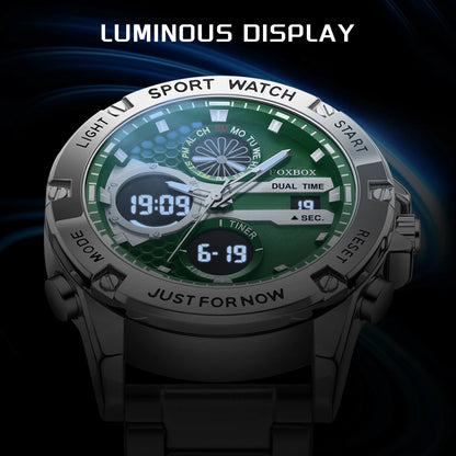 LIGE New Electronic Watches for Men Leather Men Military Sport Waterproof Dual Display Watch Quartz WristWatch Chronograph Clock