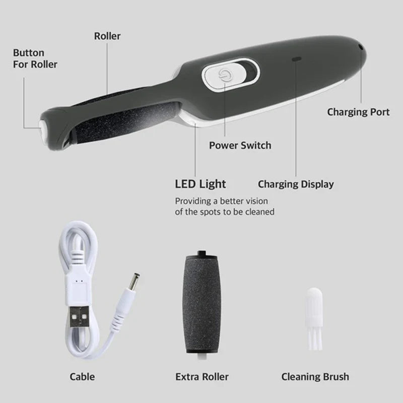 Rechargeable Callus Remover Tool Home Foot Spa Bath Massager Pedicure Experience Removes Dry Skin for Smoother Feet