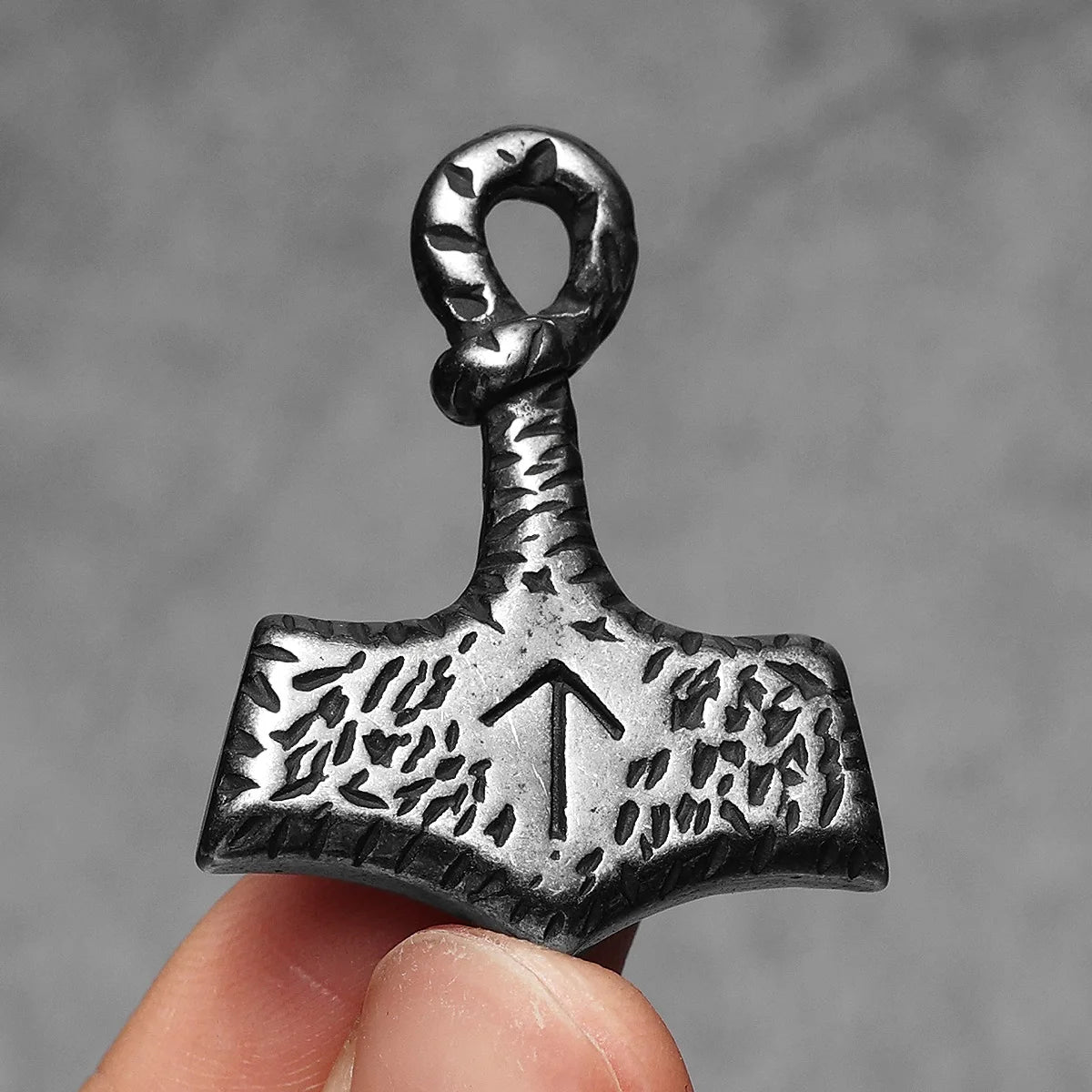 Retro Unique Thor's Hammer Men Necklaces With Pendant Stainless Steel Jewelry For Male Women Punk Hip Hop Accessories Gifts