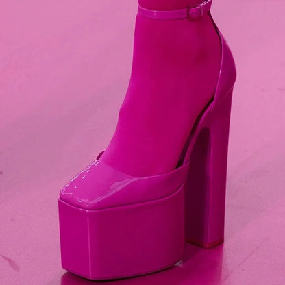 Summer Super High Heels Women's Sandals Square Toe Crude Heel Platform Female Pumps Thick Bottom Party Wedding Lady Single Shoes - Kimlud
