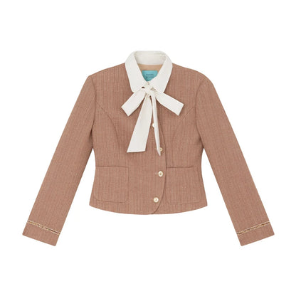 XXNING Luxury Faion Set Women's Autumn Winter ort Coat Skirt Two-Piece Suit Ele Lady Sle  Knot Design