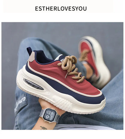 Men's Casual Sports Shoes, Fashionable Thick Soled Skateboarding Shoes, Trendy and Comfortable Men's Shoes Suitable for Outdoor - Kimlud