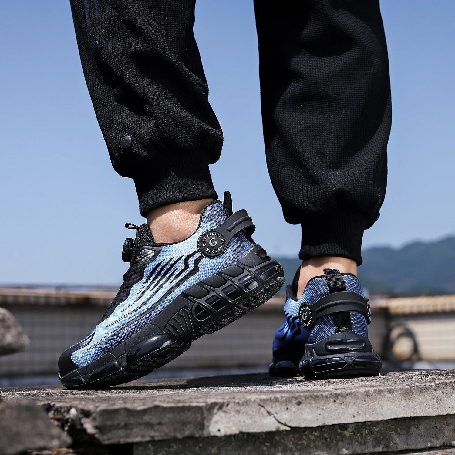 Big Size Men and Women Rotary Buckle Work Safety Shoes Men Air Soft Sole Lightweight Sneakers Protective Fashion Work Shoes