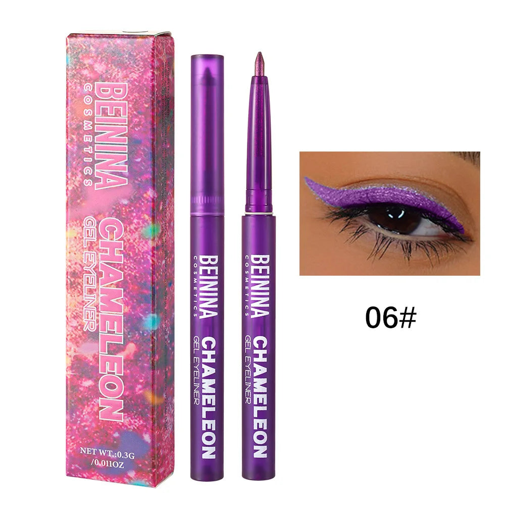 Shiny Chameleon Metallic Blue Eyeliner Gel Pen Eyeshadow Multicolor Eye Liner Pearlescent Polarized Glitter Eyes Pigment...