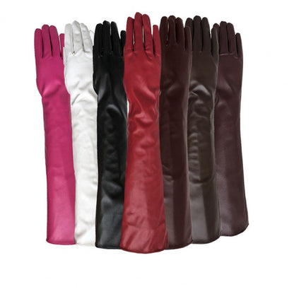 Full Finger Gloves Windproof Dress Gloves Faux Leather Long Arm Gloves Costume Gloves For Dating Gifts