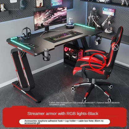 Minimalist Carbon Fiber Computer Desks for Bedroom Single Desktop Gaming Desk Nordic Office Furniture Home Study Reading Desk H - Kimlud