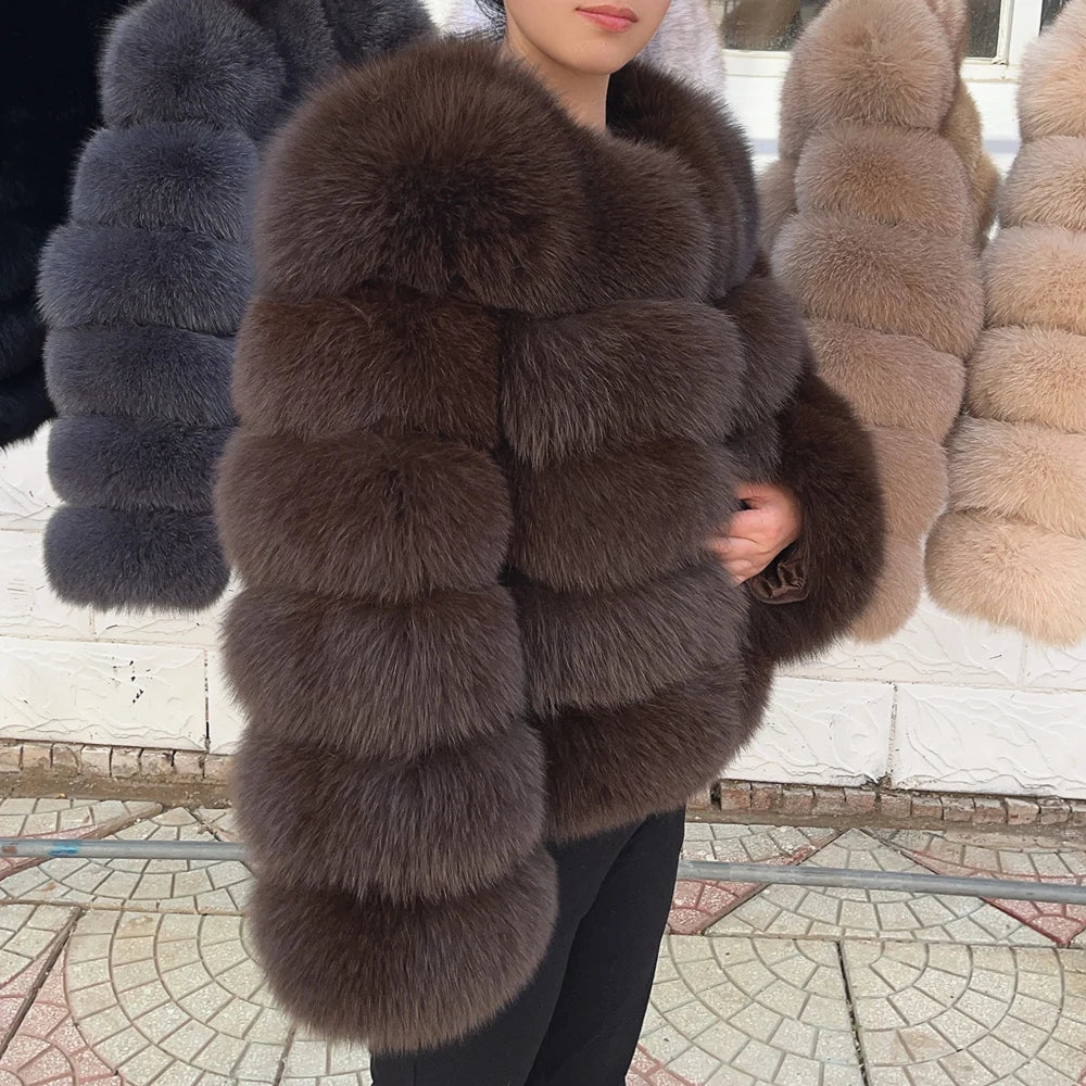 QUEENTINA Fox Fur Coat Real Winter Women'S New Fashion Furry 2025 Leather And Skin White Clothing Natural New In Coats & Jackets