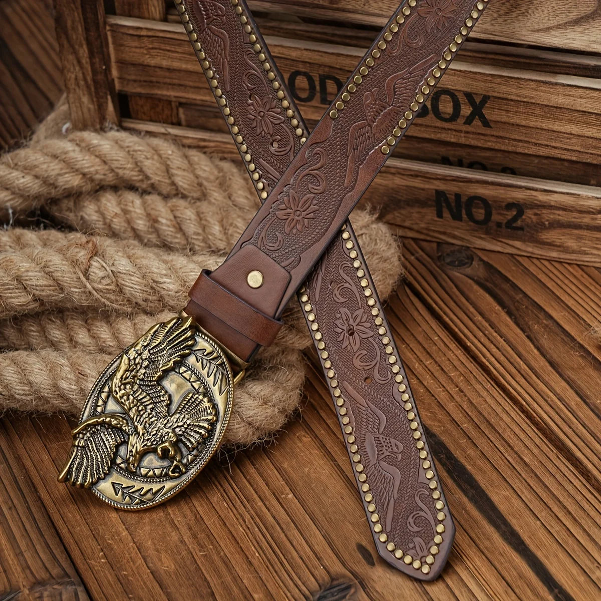 Men - Women - Western Denim - pu leather - Belt - Vintage jeans with needle buckle brown belt | Kimlud Mid Range Pants