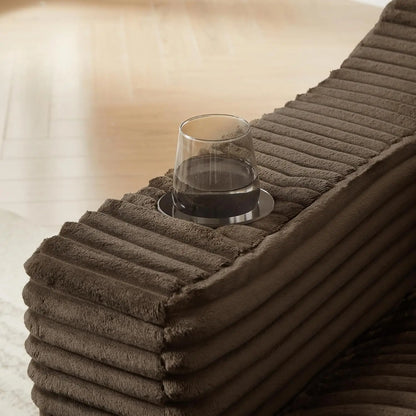 67" Oversize Chaise Lounge Deep Seat 2 Cup Holders Storage Pockets Living Room Bedroom Office Brown Customized - Kimlud