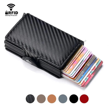 Anti Rfid Carbon Fiber Credit Card Holder Mens 14 Bank Cardholder Case Wallet Metal Minimalist Wallet Money Bag Male Purses