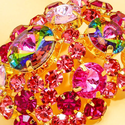 Round Crystal Ear Clip No Piercing Jewelry Free Shipping Christmas Gift Colorful Rhinestone Clip Earrings for Women