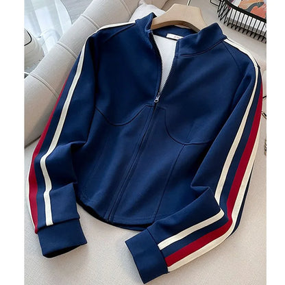 Blue Casual Sports Suit Women's Autumn and Winter Stylish Slimming Cardigan Sweatshirt Straight Leg Pants Two-piece...