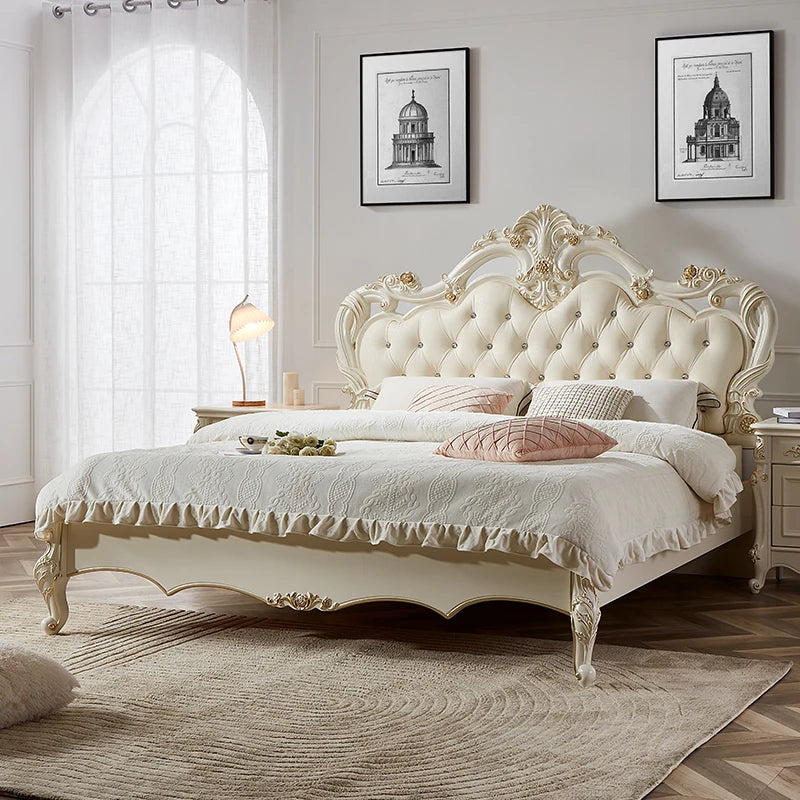 Princess France Bed Double Headboards Design Aesthetics Romantic Bed Bedroom Girls Wedding Muebles Lounge Suite...
