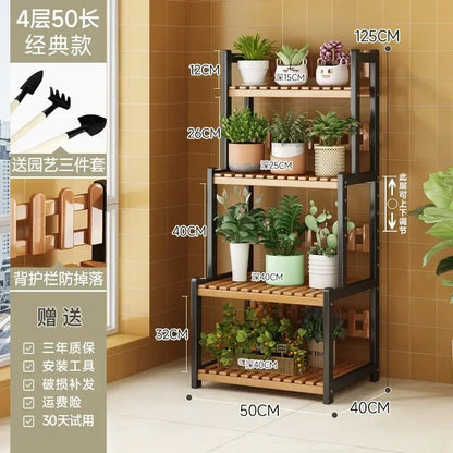 Black Outdoor Plant Shelf Rack Flowers Luxury Universal Square Plant Shelf Rack Tiered Bamboo Bitki Rafları Garden...