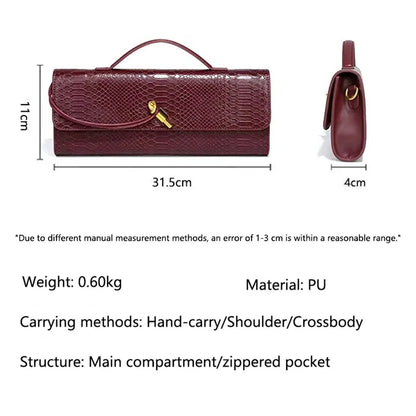 PU Leather Fashion Luxury Top-Handle Bag For Women Evening Handbag Long Purse Crocodile Pattern Crossbody Shoulder Bags...