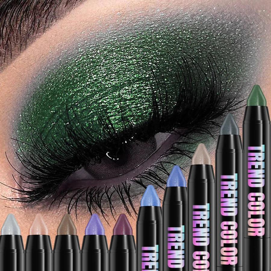 19 color 1pcs Smoky Dark Green Eyeshadow Pen Stick Waterproof  Metallic Glitter Eye Shadow Highlighter Pencil Makeup Tool Cosmet