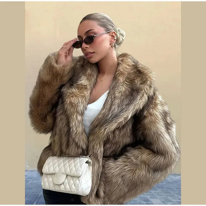 Winter Warm Thick Women Faux Fur Coats Luxury Oversized Long Coats Fleece Overcoat 2025 New Female Elegant Street Outerwear