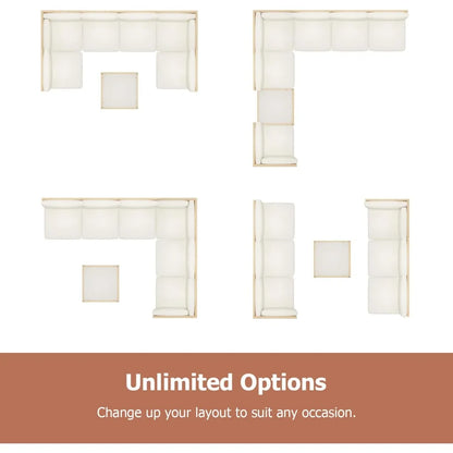 Outdoor Patio Furniture Set, Wicker Outdoor Sectional Set, Boho Patio Conversation Sectional Sofa with Large Tempered...