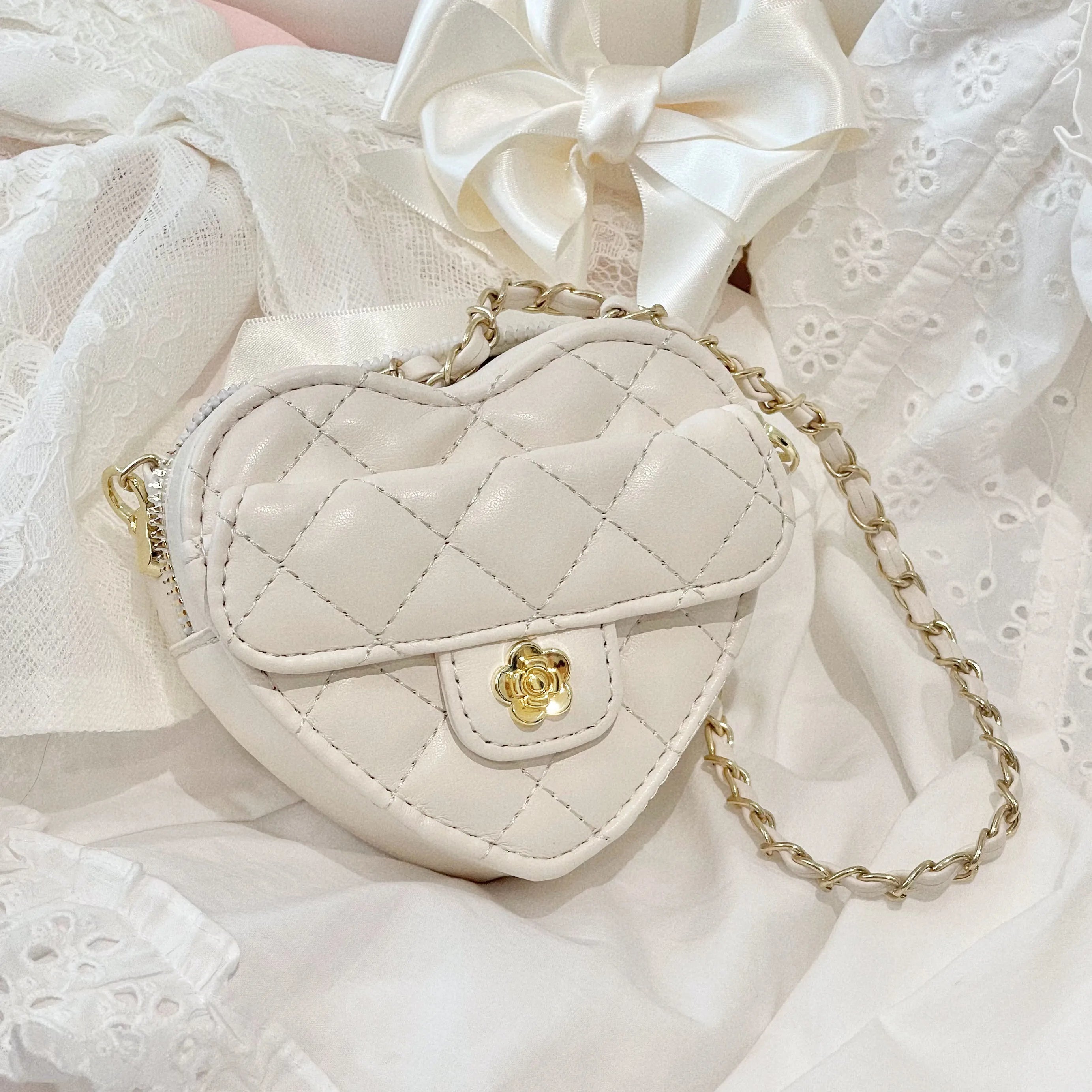 Japanese Style Diamond Checkered Heart Mini Shoulder Crossbody Bags girl Lolita Sweet Cute Fashion All-Match Women's...