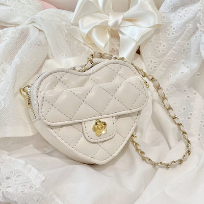 Japanese Style Diamond Checkered Heart Mini Shoulder Crossbody Bags girl Lolita Sweet Cute Fashion All-Match Women's...