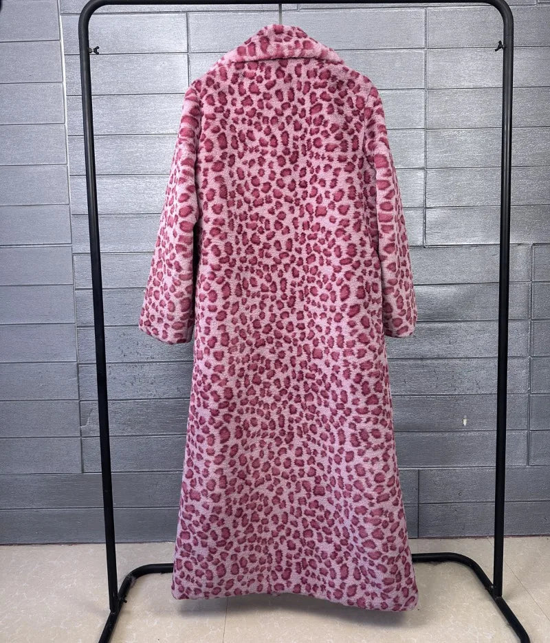 2026 Fashion Zebra Leopard Print Fur Coat Women's Winter Faux Rabbit Hair Fur X-long Overcoat Loose Jacket Streetwear...
