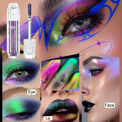 Chameleon Metal Lip Gloss Liquid Lipstick Brightening Long-Lasting Lip Gloss Multi-Color Long-Lasting Moisturizing Non-Stick Cup