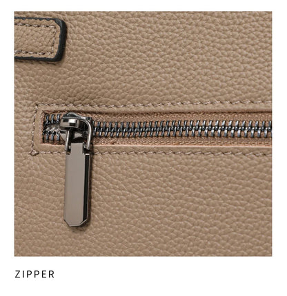 Minimalist Litchi Grain Cow Leather Tote Bag Ladies Metal Decor Top Handle Handbag Adjustable Strap Daily Shoulder Purse...