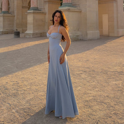 Mingmingxi Elegant Chiffon Bridesmaid Dresses Long A-Line Halter Maxi Dress for Women Sweetheart Neckline Beach Party...