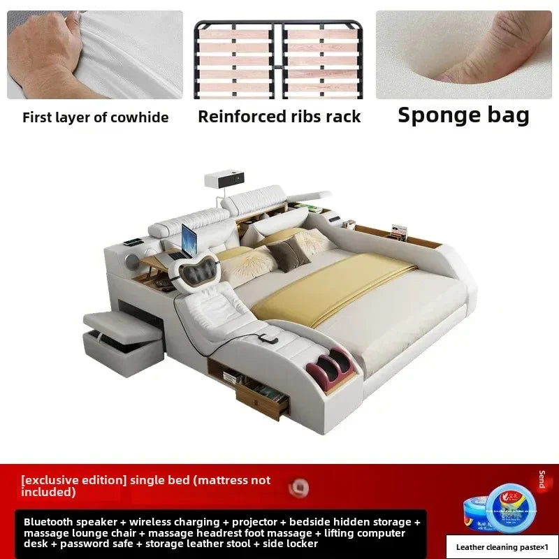 Korean Modern Luxury Bed European Nature Luxury Bedroom Human Bed Design Multifunctional Bedroom Camas King Size Home Furniture - Kimlud