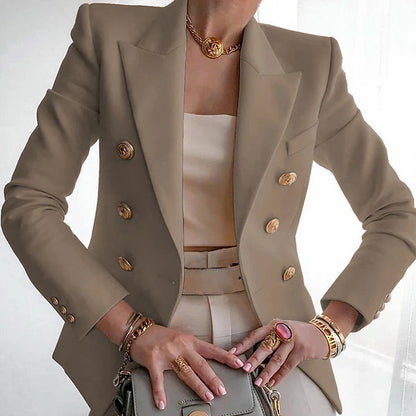 Women's Blazer Jacket Business Suit Coat Peaked Lapel Long Sleeve Casual Elegant Single-breasted Coat Office Loose Outwear