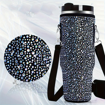 40oz Durable bling shiny rhinestone Water Bottle Bag protecting case For Stanley  Cup Sleeve with Strap Outdoor Pouch