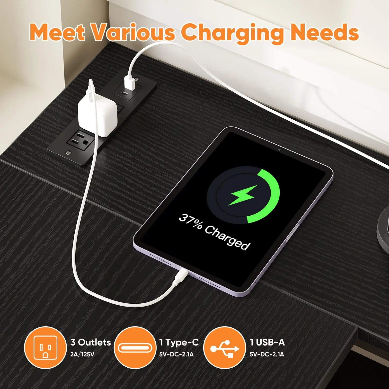 JHK L Shaped Desk with Shelf Drawers 55 Inch Corner Computer Desks Gaming with Power Outlet Adjustable Shelves Home Office Table