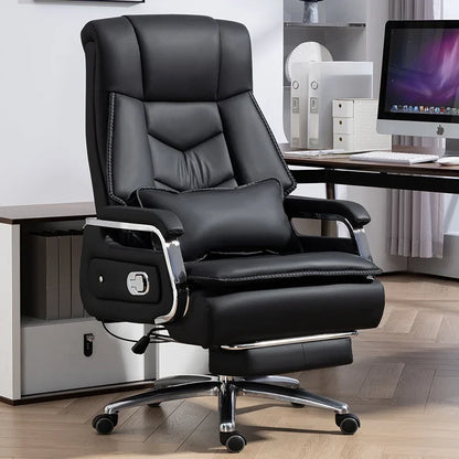 boss Bureaux Office Furniture Selected cowhide foot hold Office Chair 7-point massage Ergonomic Recliner Rolling Gaming Chair - Kimlud