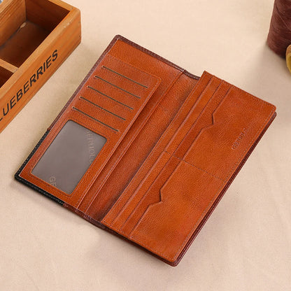 Wallet Men's Genuine Leather New Wallet Long Card Bag Storage Silver Foreskin Clip Hand-Held Bag Gift | Kimlud Mid Range...