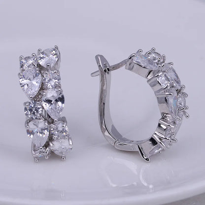 LXOEN 2022 Classic Semi-precious Stone Stud Earrings for Women Silver Color Round Studs Ear Jewelry brinco Gift bijoux