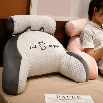 1pc Adjustable Reading Pillow - Ergonomic Back Support Cushion for Bed/Sofa/Floor, Gray Quilted Breathable Design |...