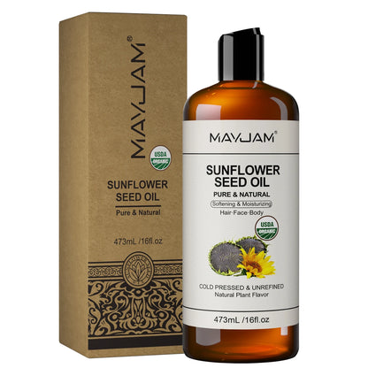 USDA Organic Sunflower Seed for Skin & Hair Cold-Pressed Pure Natural Sweet Almond Moroccan Argan Massage Oil...