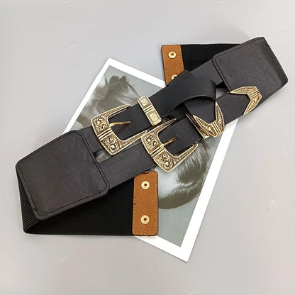 Female Waist Gothic Elastic Corset Belt Female Stretch Cummerbunds High Quality Luxury Designer Black Punk Wide Belts...