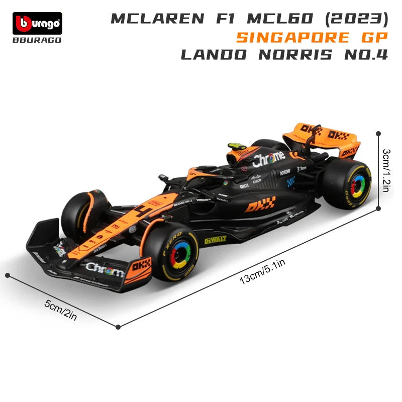 Bburago 1: 43 McLaren 2024 MCL38 Miami GP Formula Racing Alloy Car Model Toy