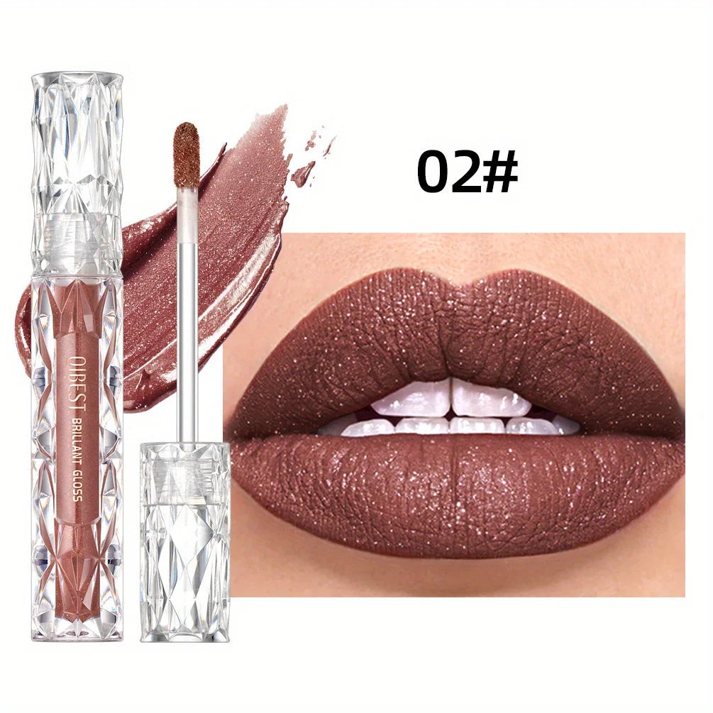 Diamond Liquid Lipstick Moisturizing Lasting Purple Sparkling Waterproof Lip Gloss Matte Glitter Lipstick Korean Makeup