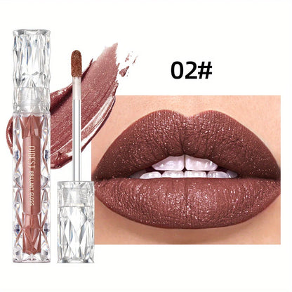 Diamond Liquid Lipstick Moisturizing Lasting Purple Sparkling Waterproof Lip Gloss Matte Glitter Lipstick Korean Makeup