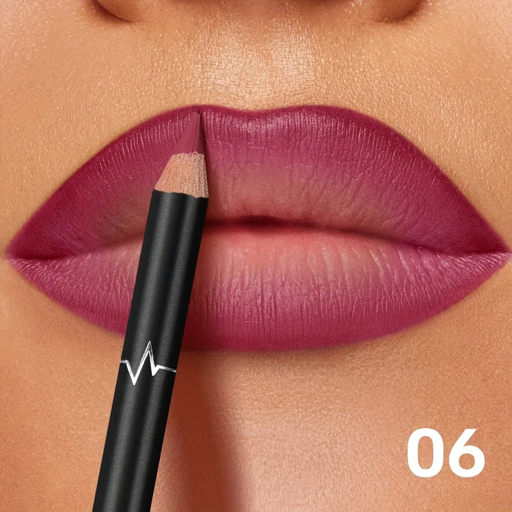 Pudaier 6-Color Waterproof Matte Lip Liner - Long-Lasting, Non-Transfer Formula, Matte Finish, 6 Versatile Shades