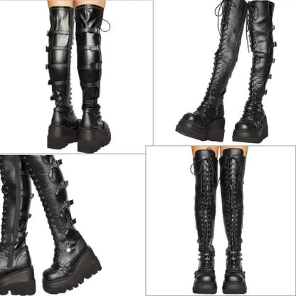 Wedges Long Boots for Women Autumn Winter Over-the-knee Boots Cosplay High Platform Women Boots New High Heel Gothic...