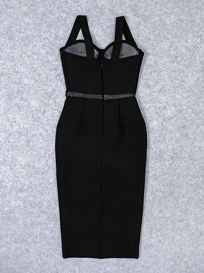 BEAUKEY Summer Sexy Slit Black HL Evening Bandage Dress Women Spaghetti Strap Maxi Dress Bodycon Club Party Dress XL Club Party