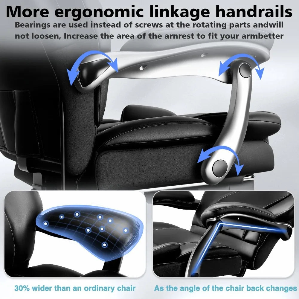 600lbs Big and Tall Office Chair for Heavy People,Heavy Duty Comfy Executive Office Desk Chair with Adjustable Lumbar Support